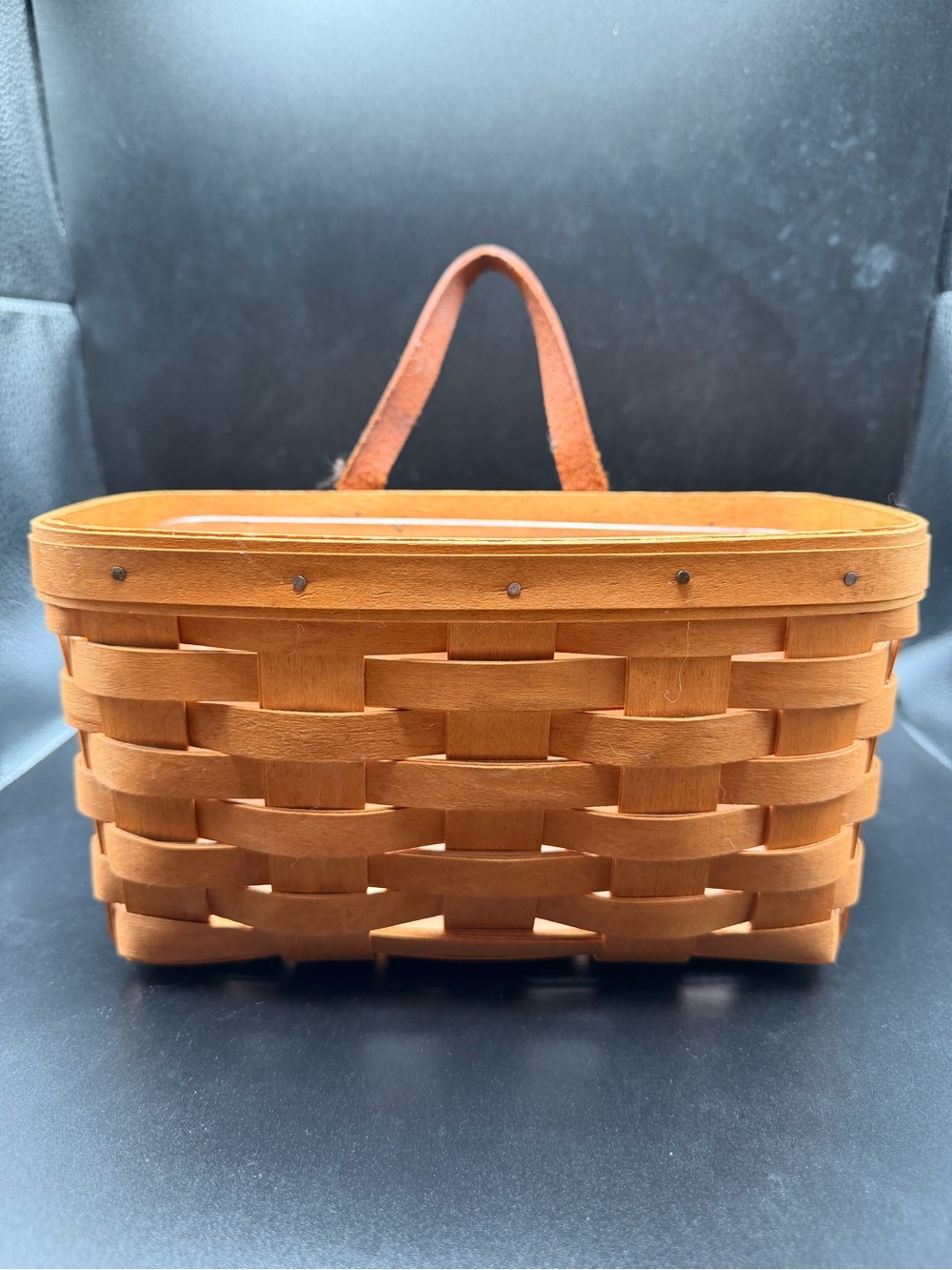 Longaberger Woven Basket w/ Leather